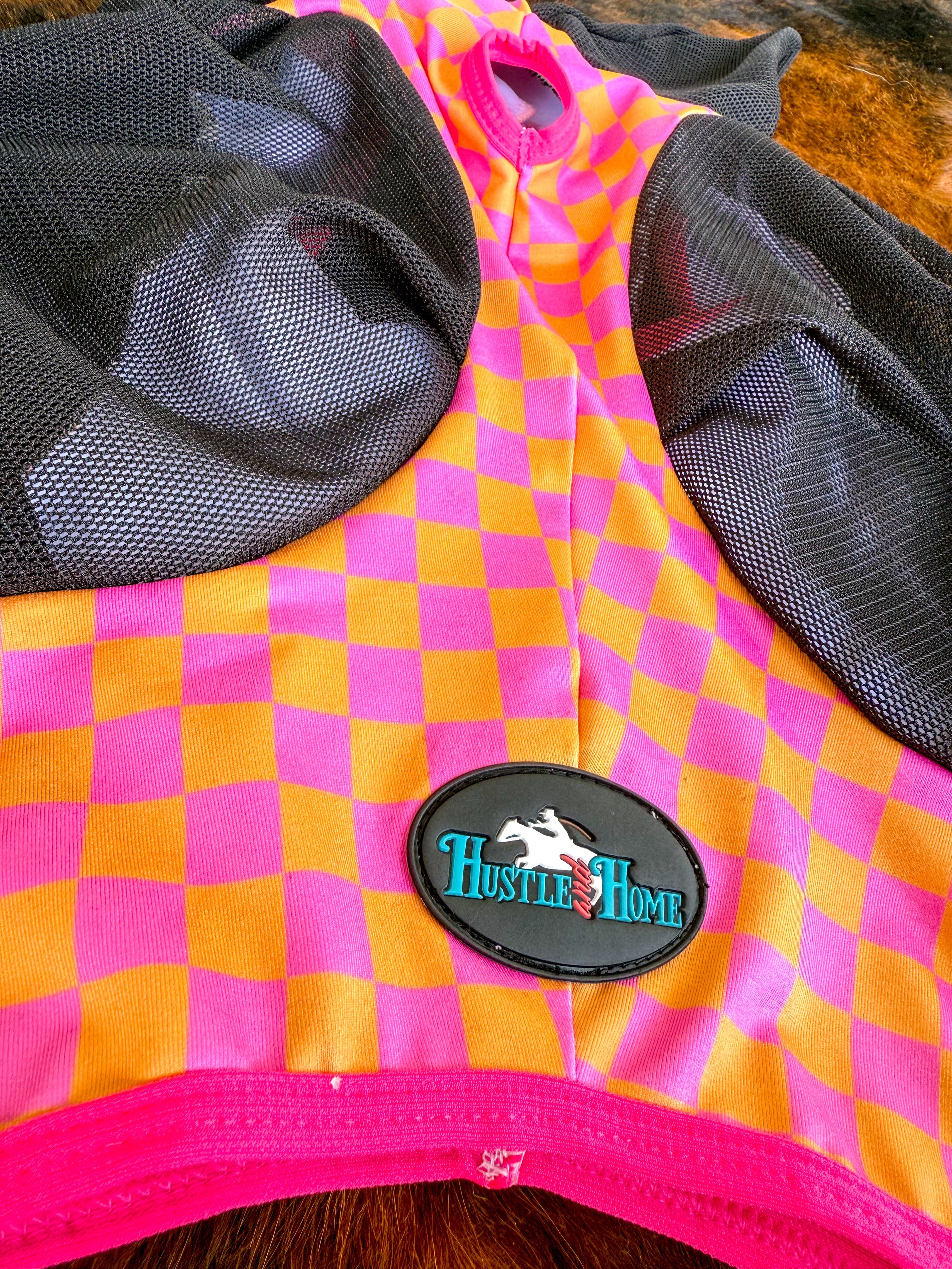 Checks Out (Pink/Orange) Fly Mask