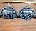 Silver Tone Cow Earrings