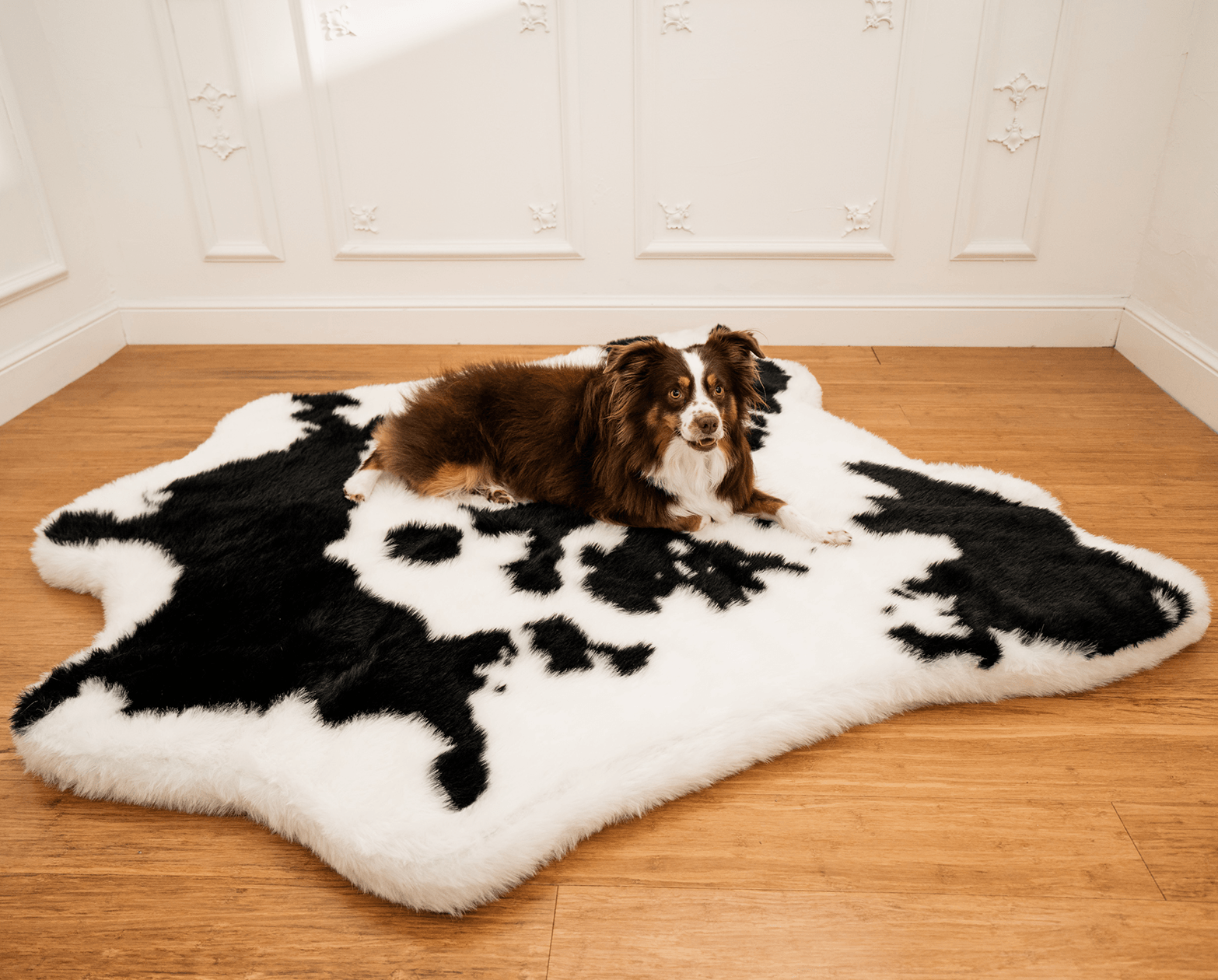 PupRug® Animal Print Memory Foam Dog Bed - Black Faux Cowhide