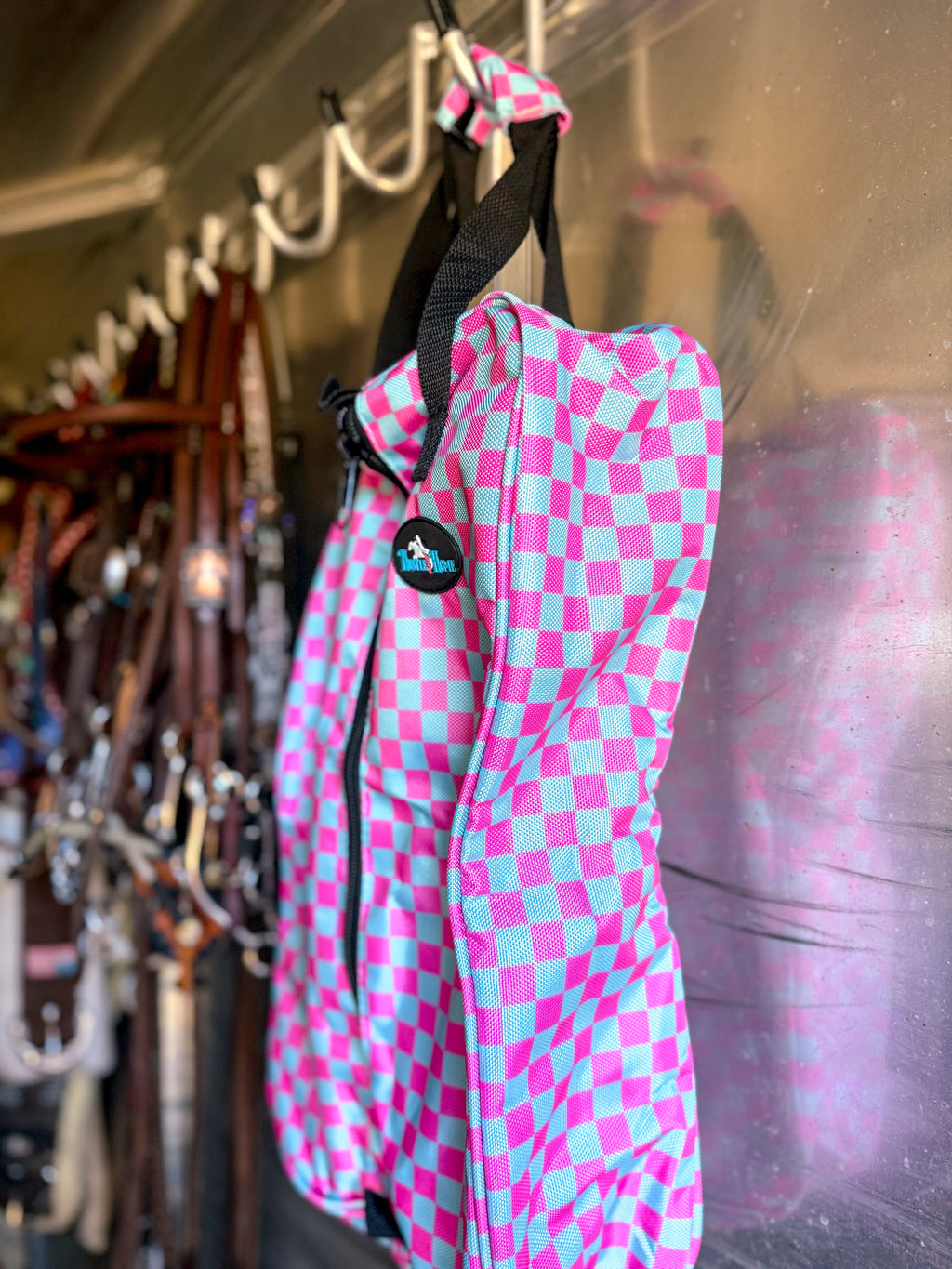 Checks Out (Pink/Turquoise) Luxury Tack Bag