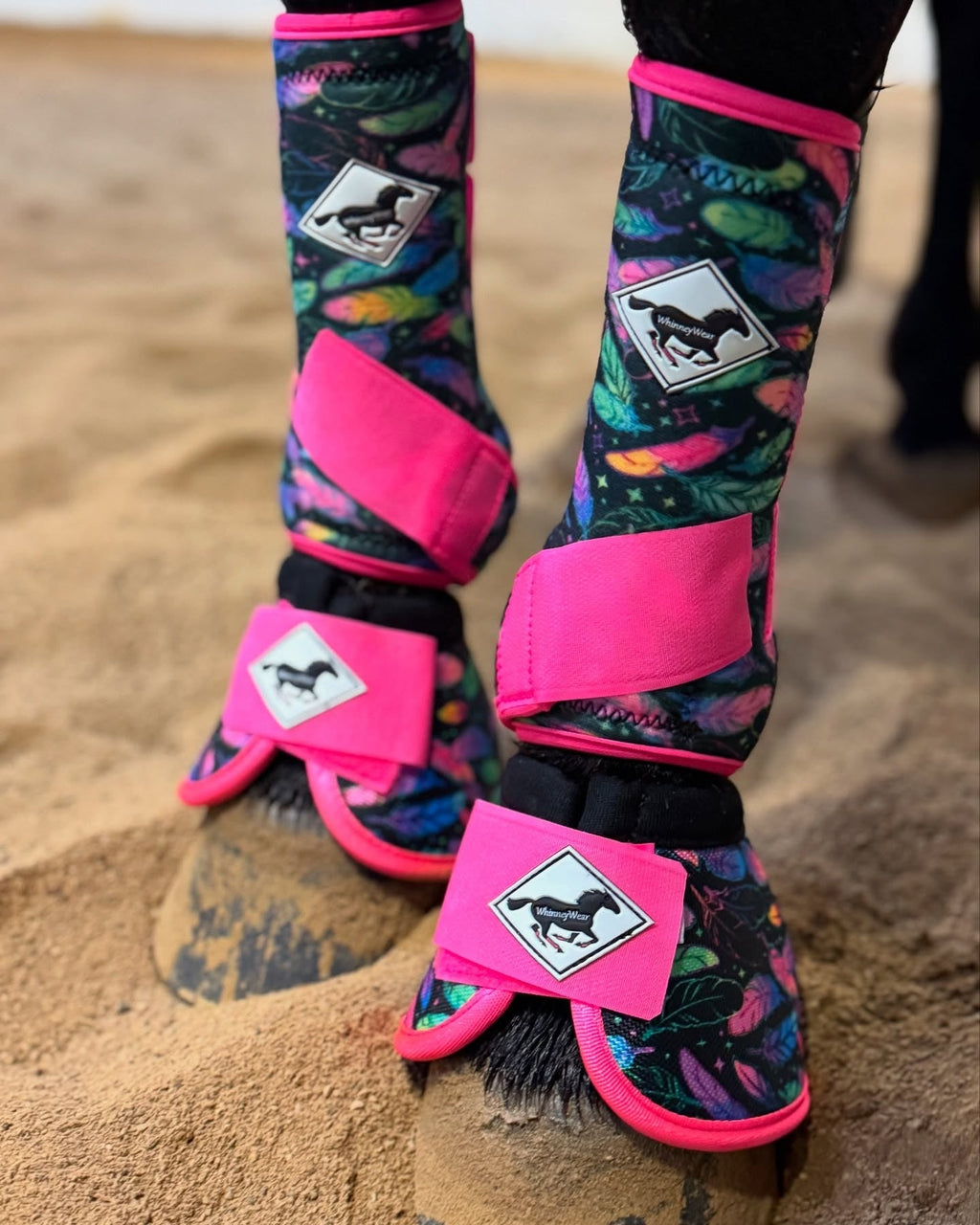 Large: Neon Plumes - Pink Trim Protective Sport Boots