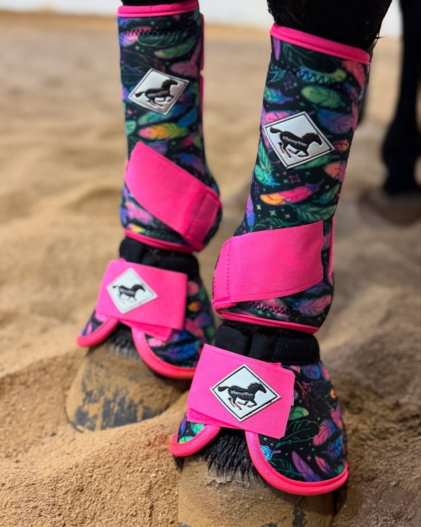 Large: Neon Plumes - Pink Trim Protective Sport Boots