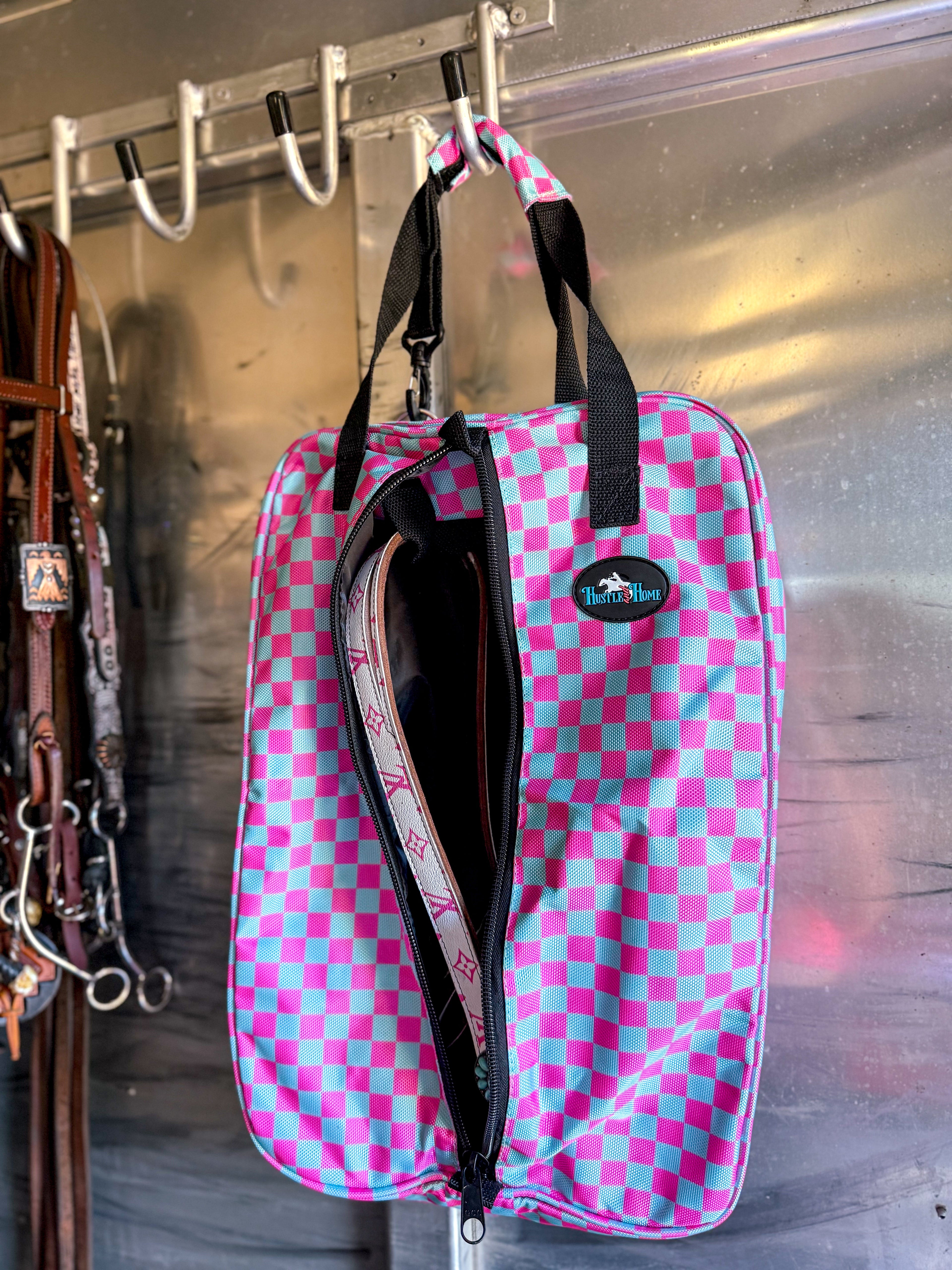 Checks Out (Pink/Turquoise) Luxury Tack Bag