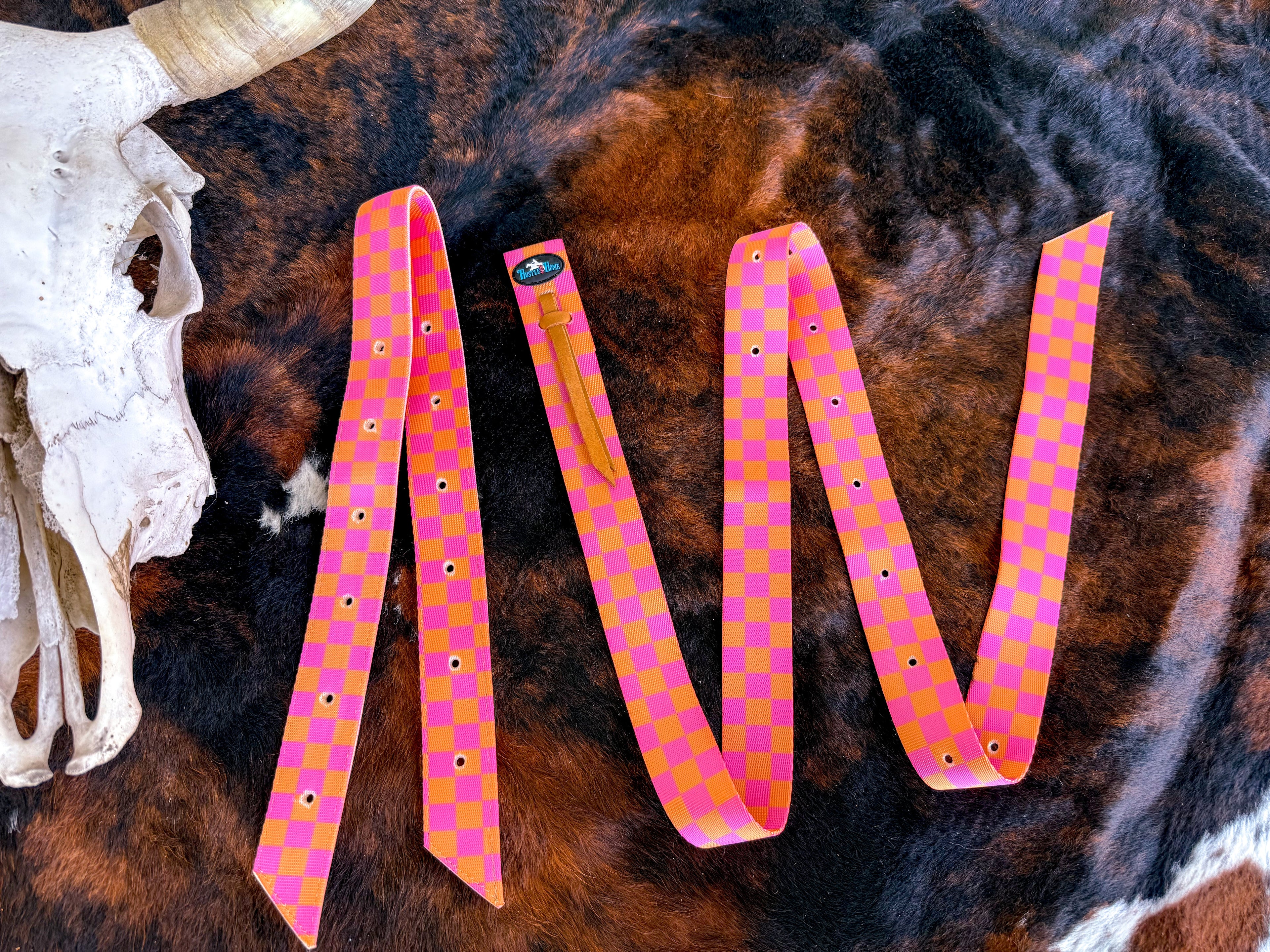 Checks Out (Pink/Orange) Cinch Strap Set