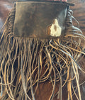 Cow Tag Leather Fringed Crossbody
