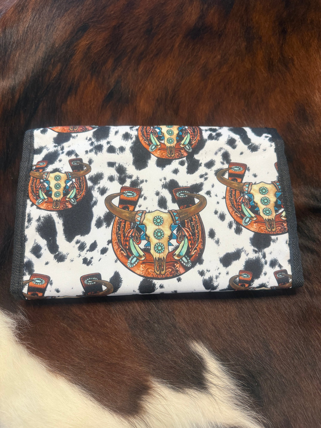 Cow Roll Up Cosmetic Bag