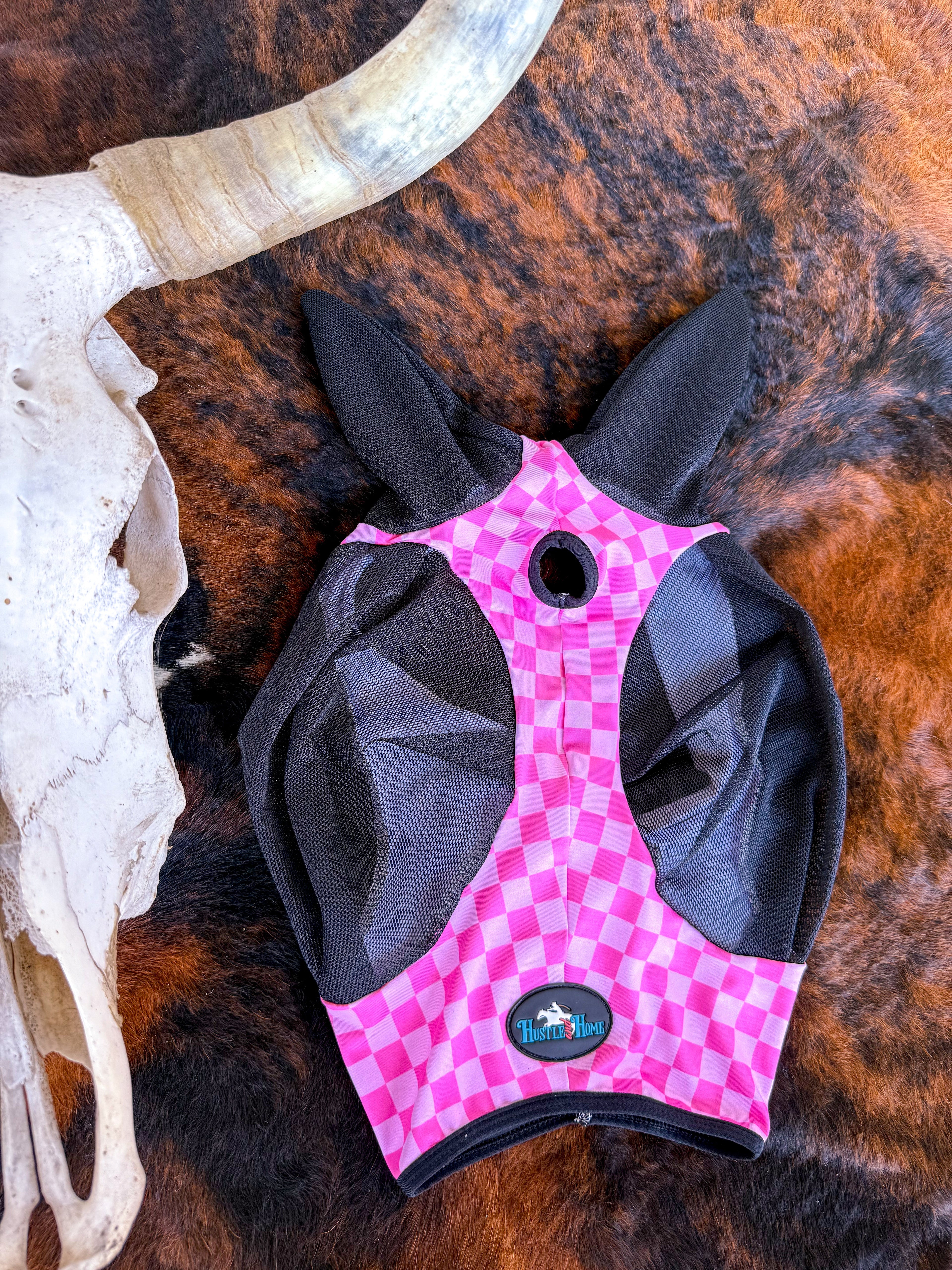 Checks Out (Pink/Pink) Fly Mask