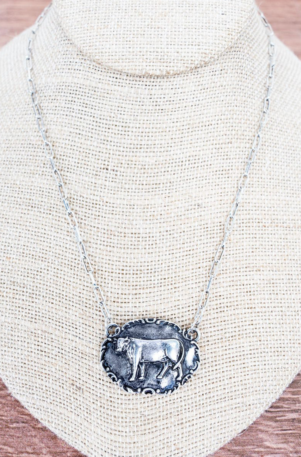 Cow Silver Tone Necklace