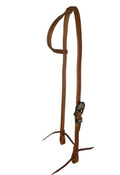 Argentina Cow Leather One Ear Headstall With Gold and Copper Engraved Overlayed Buckle