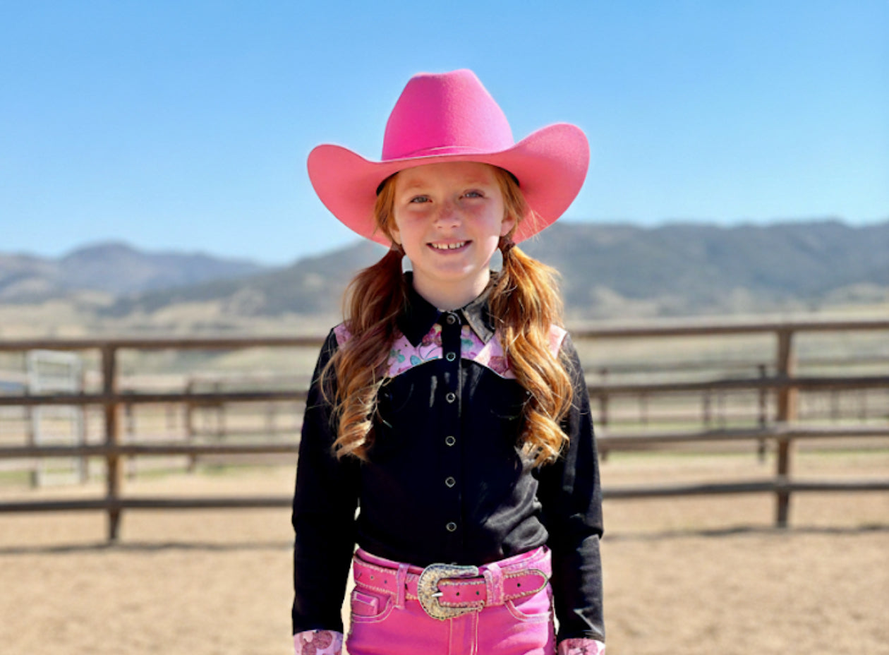 Cherry Groove Girls Western Pearl Snap Rodeo Shirt