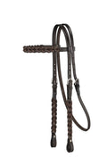 Tough1 Dark Oil Braided Leather Brow Headstall