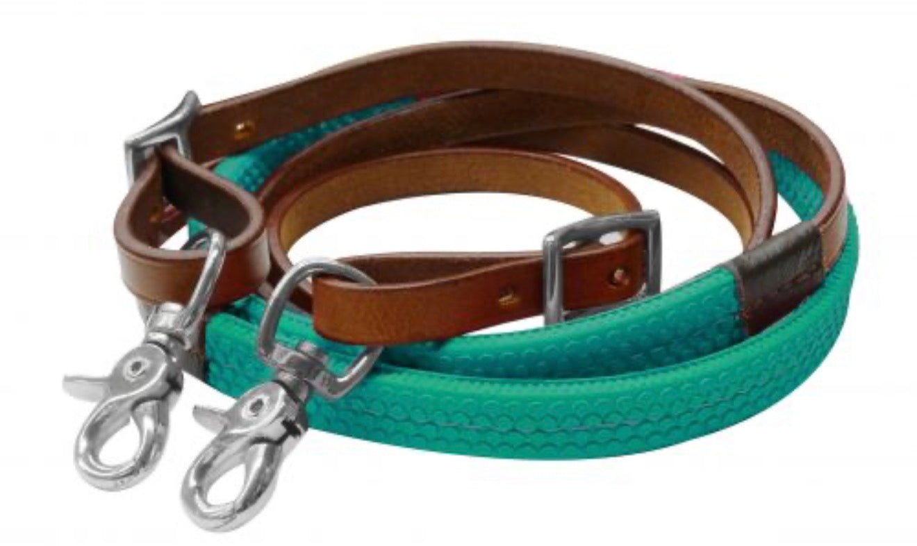 7ft rubber grip barrel reins Teal