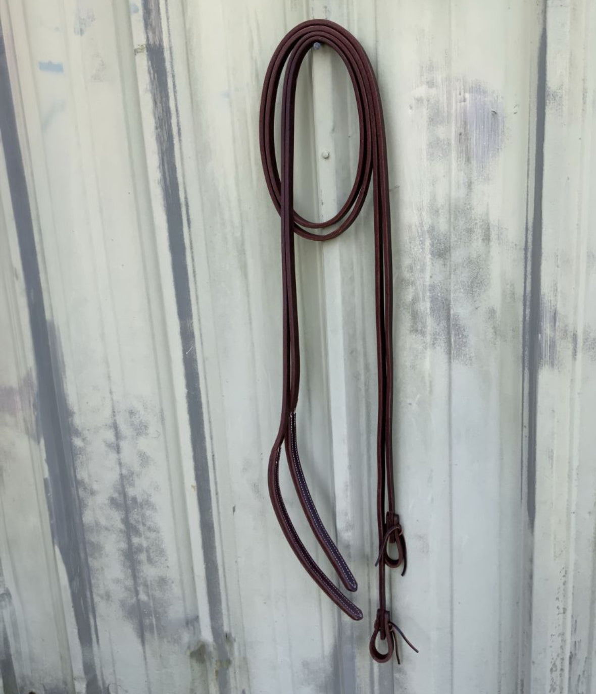 8' x 5/8" Oiled Harness Leather Split Reins with Weighted Ends