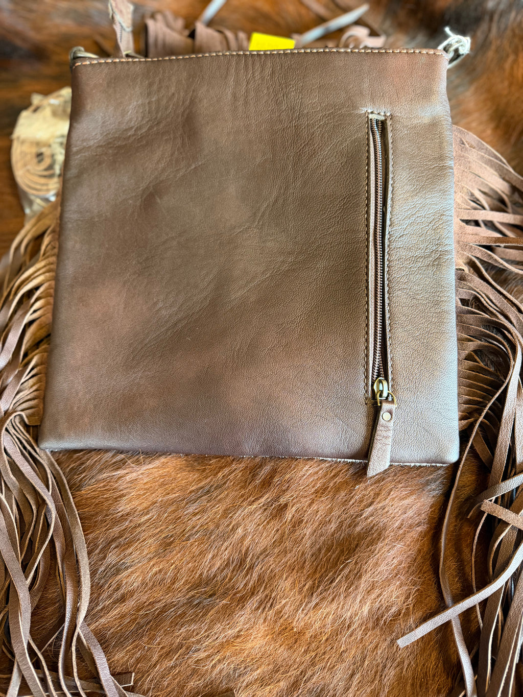 Cowhide & Fringe Crossbody Bag