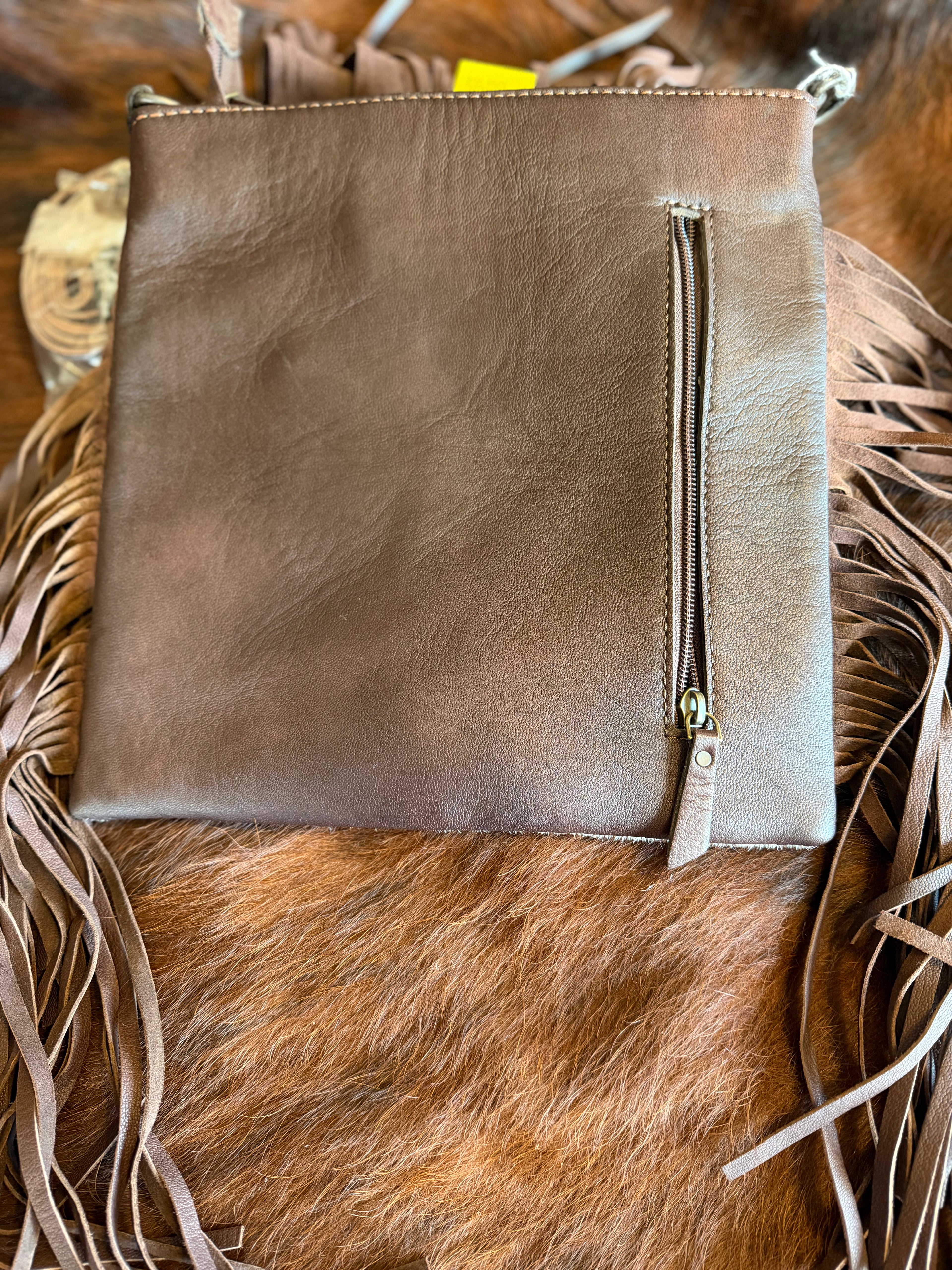 Cowhide & Fringe Crossbody Bag