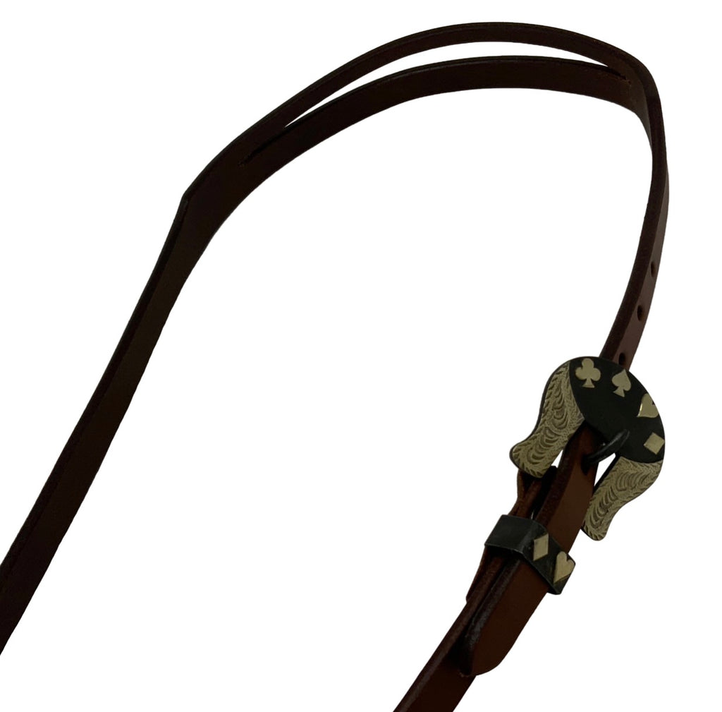 Oiled Harness Leather Split Ear Gambler Headstall