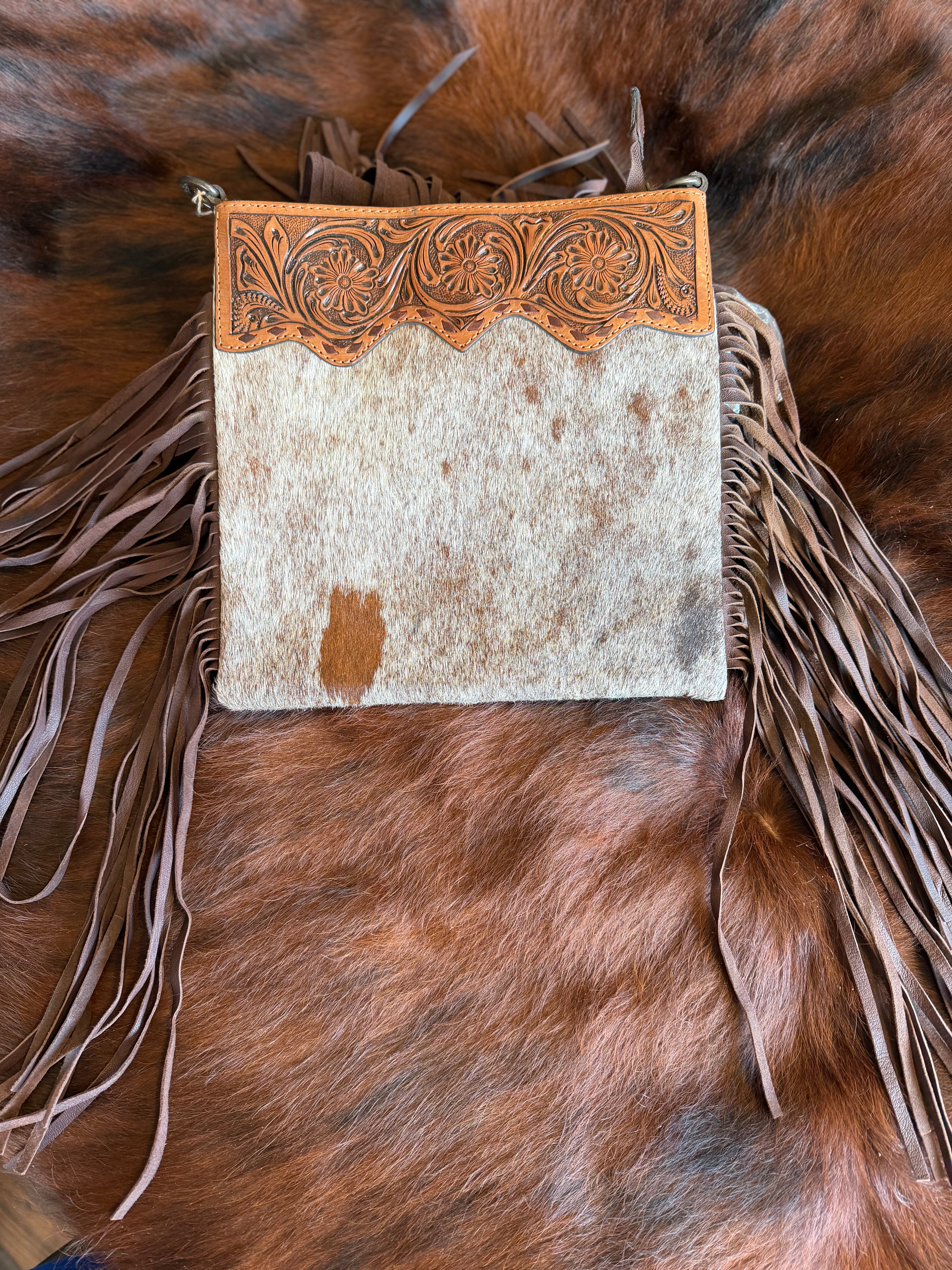 Cowhide & Fringe Crossbody Bag