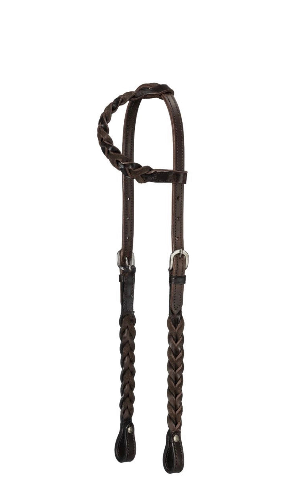 TOUGH1 DARK OIL BRAIDED LEATHER ONE EAR HEADSTALL