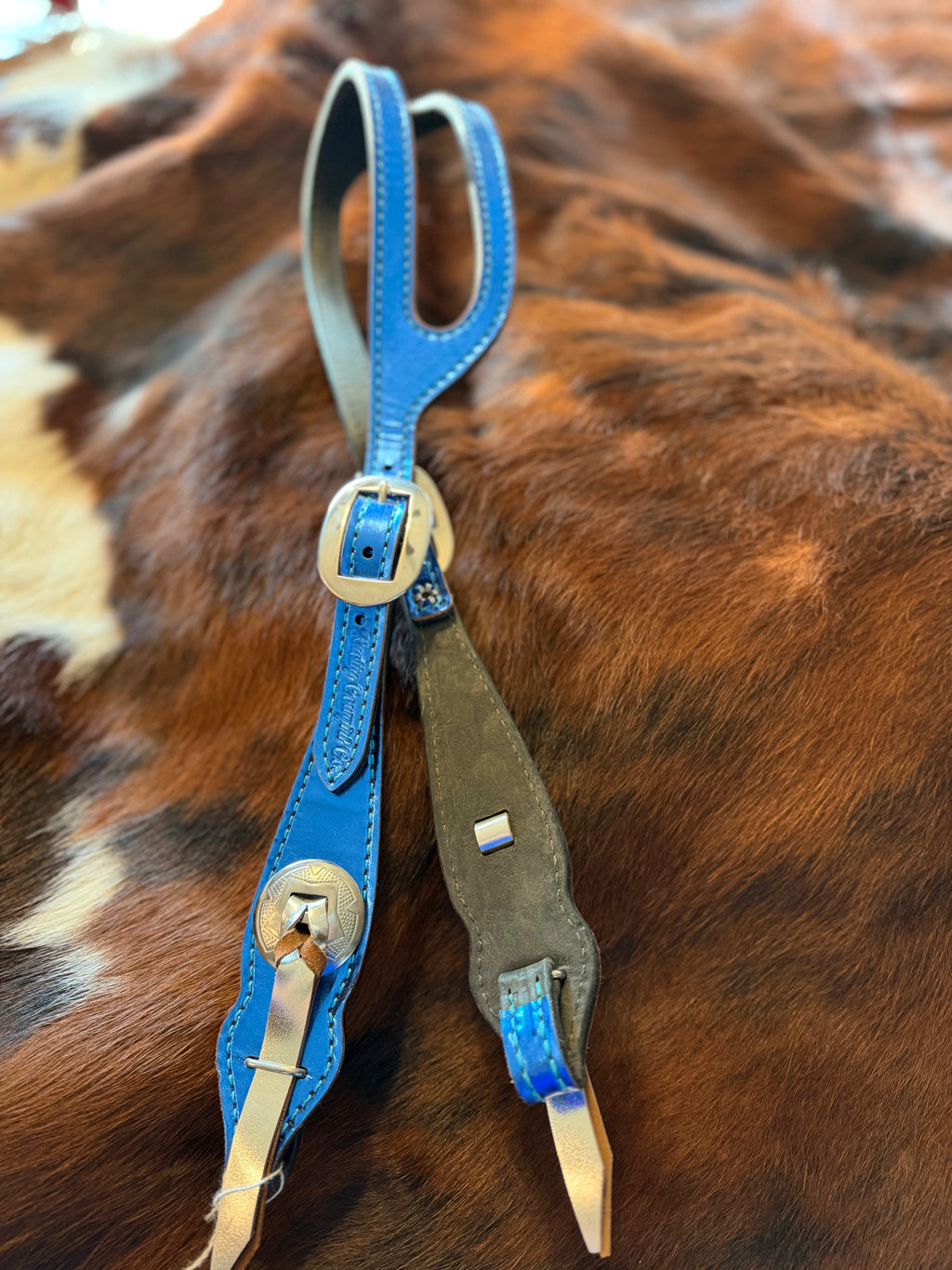 Knotty Cowgirl Amber Headstall (Metallic Blue)