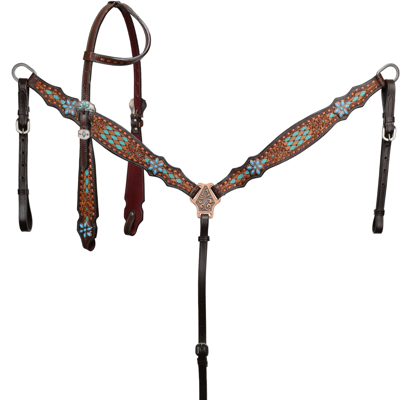 Diamond Bloom One Ear Headstall and Breastcollar Set