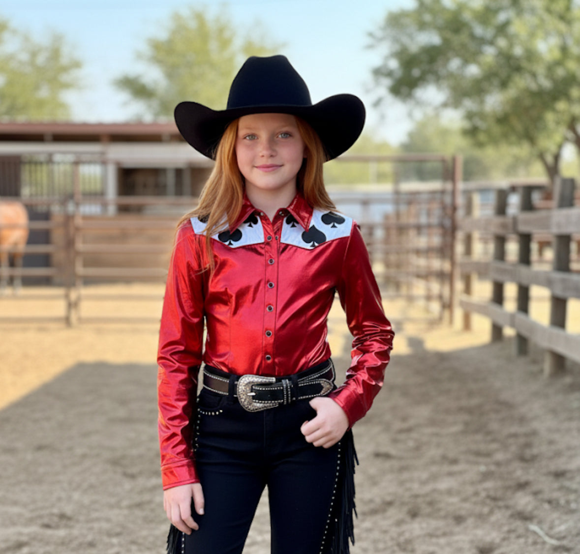 Vegas Heat Western Pearl Snap Girls Rodeo Shirt