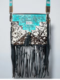 Turquoise 777 Cowhide & Fringe Crossbody Bag