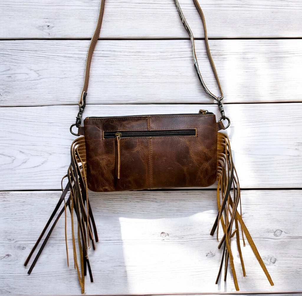 Cowhide Fringe Crossbody Bag
