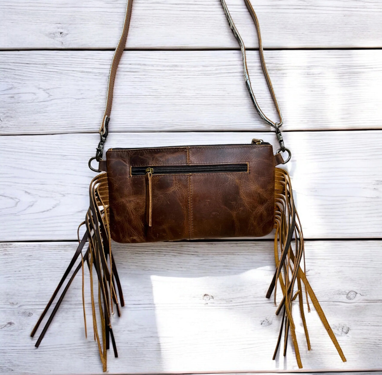 Cowhide Fringe Crossbody Bag