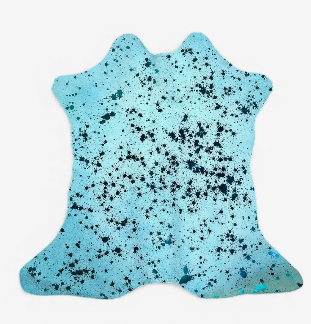 Blue Suede Acid Wash Calf Hide