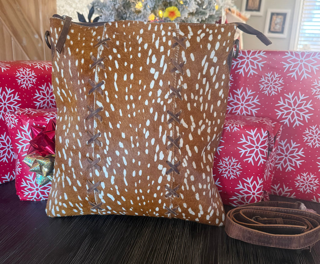 Deer Print Cowhide Crossbody