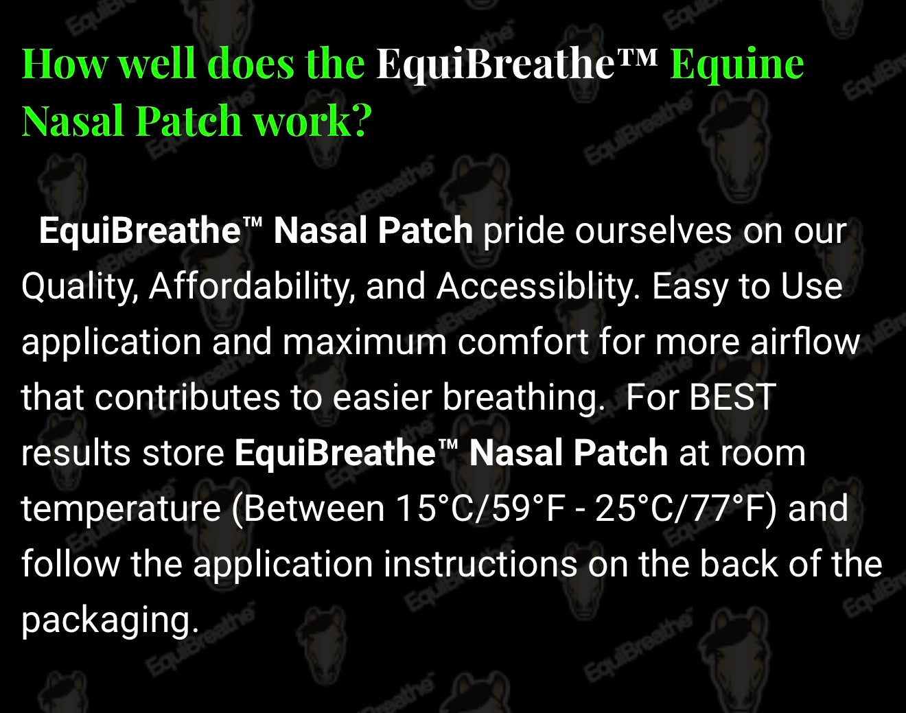EquiBreathe™ Equine Nasal Patch -Vegas