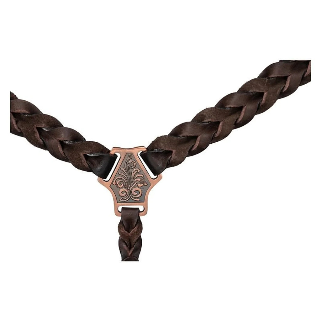 Chocolate Braided Leather Breast Collar Tough 1