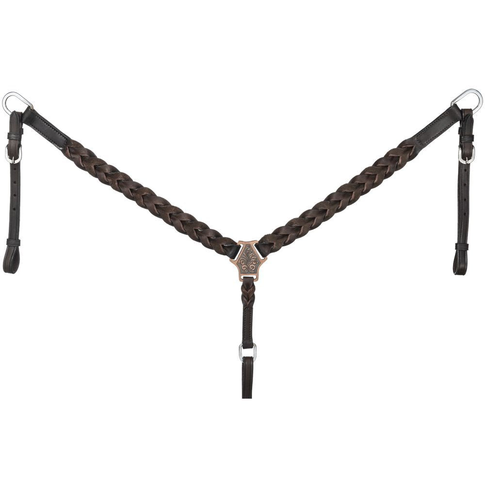 Chocolate Braided Leather Breast Collar Tough 1