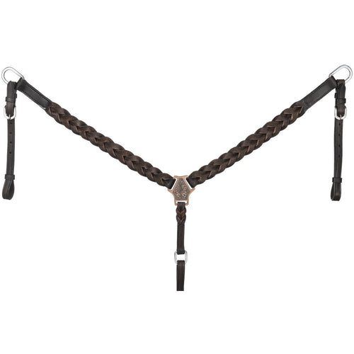 Chocolate Braided Leather Breast Collar Tough 1