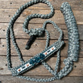 Rodeo Drive Rose - Grey Mule Tape Halter with Blue Flowers