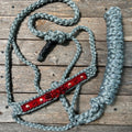 Rodeo Drive Rose - Grey Mule Tape Halter with Red  Flowers