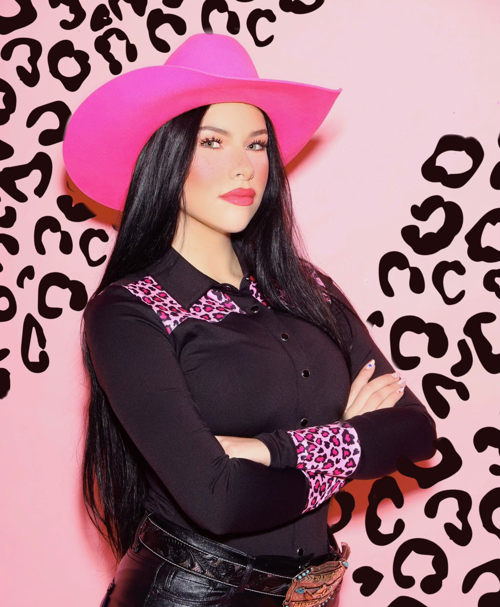 Catty Cowgirl Western Pearl Snap Rodeo Shirt