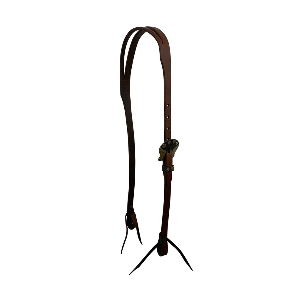 Oiled Harness Leather Split Ear Gambler Headstall