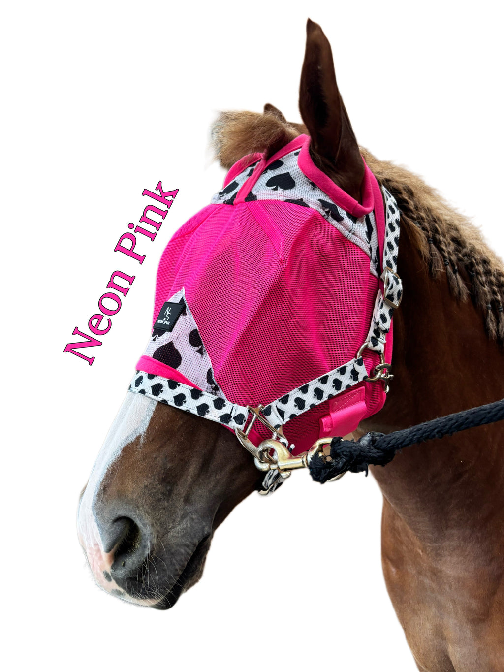 Smokin Spades Fly Mask - Neon Pink Mesh