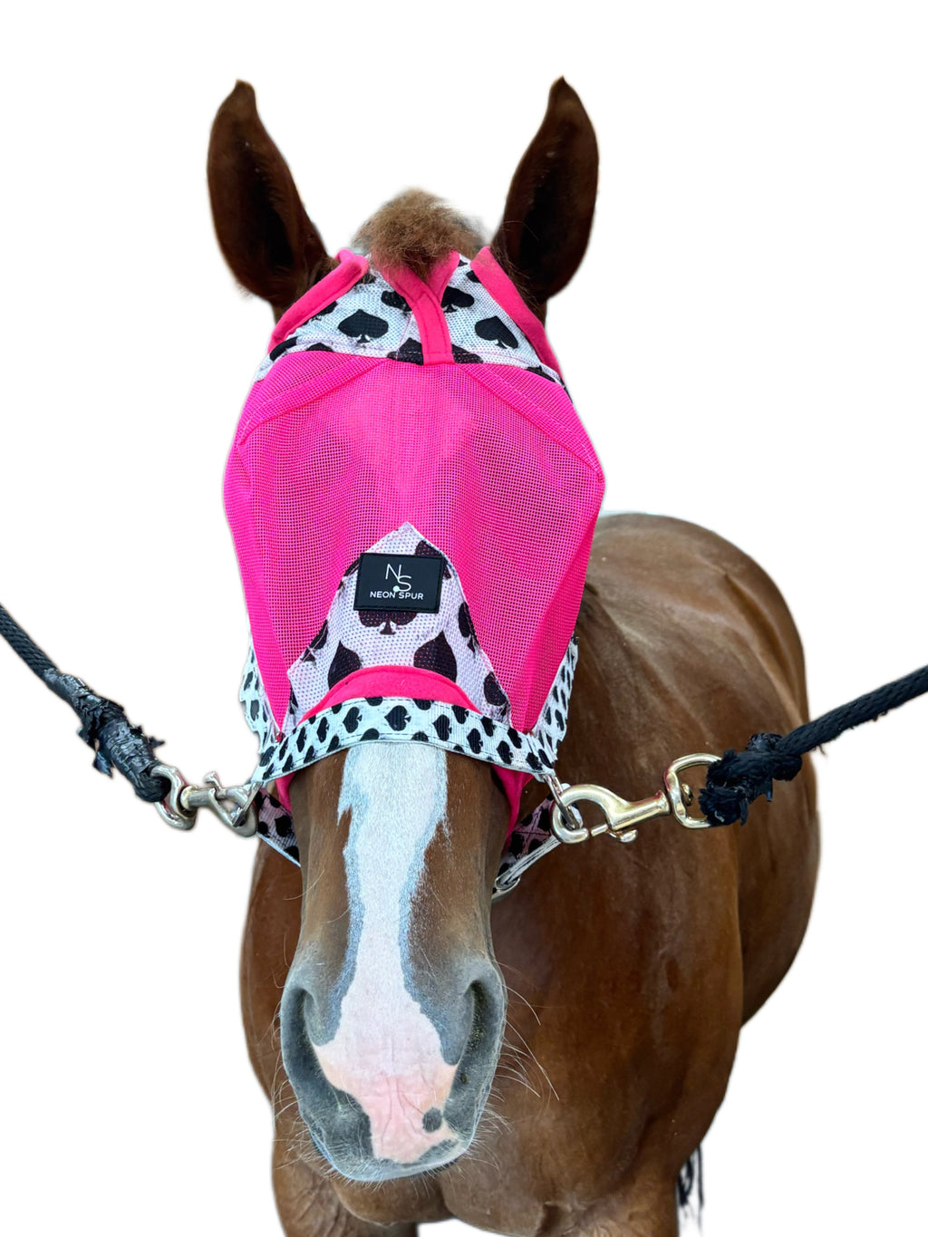 Smokin Spades Fly Mask - Neon Pink Mesh