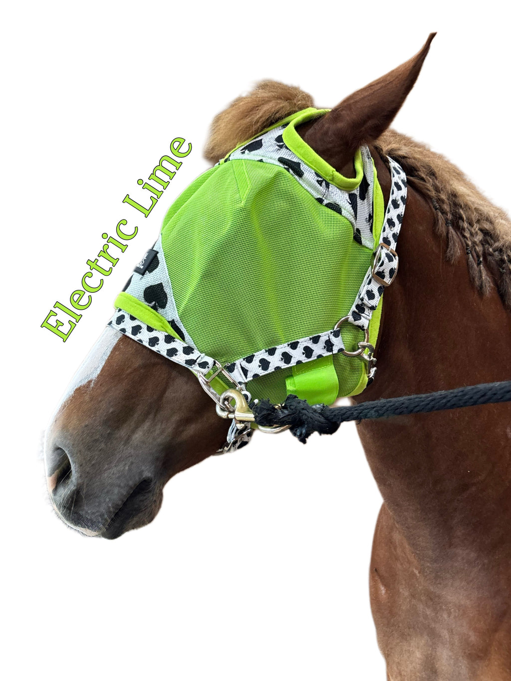 Smokin Spades Fly Mask - Neon Lime Green Mesh