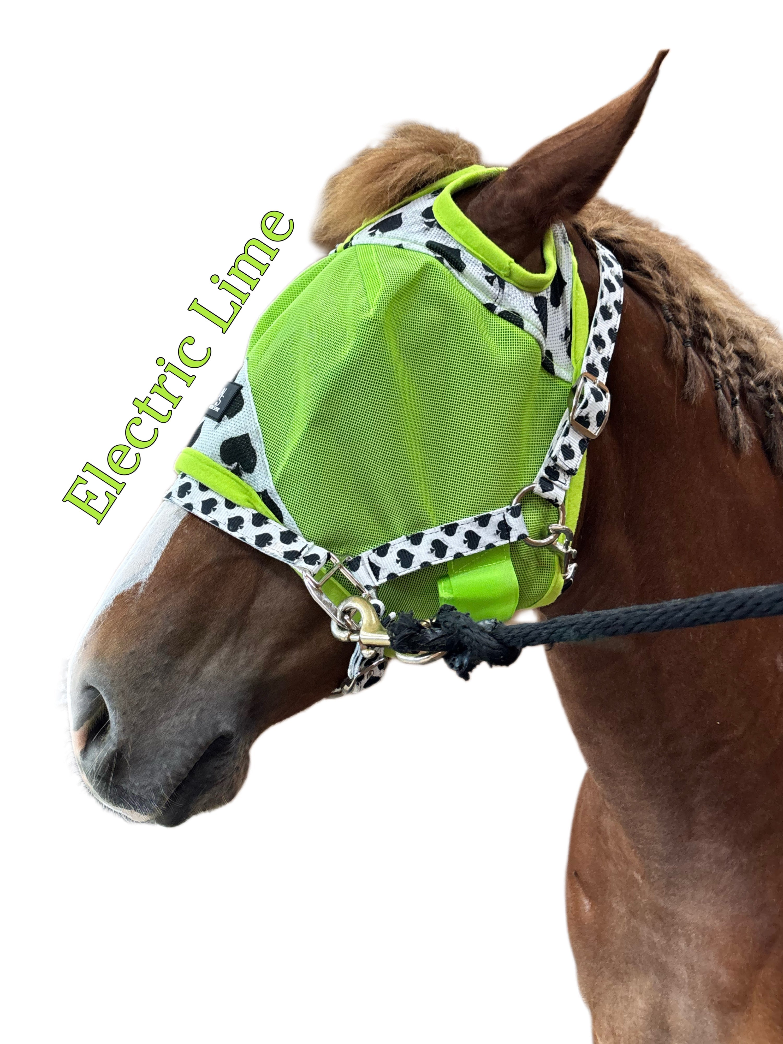 Smokin Spades Fly Mask - Neon Lime Green Mesh