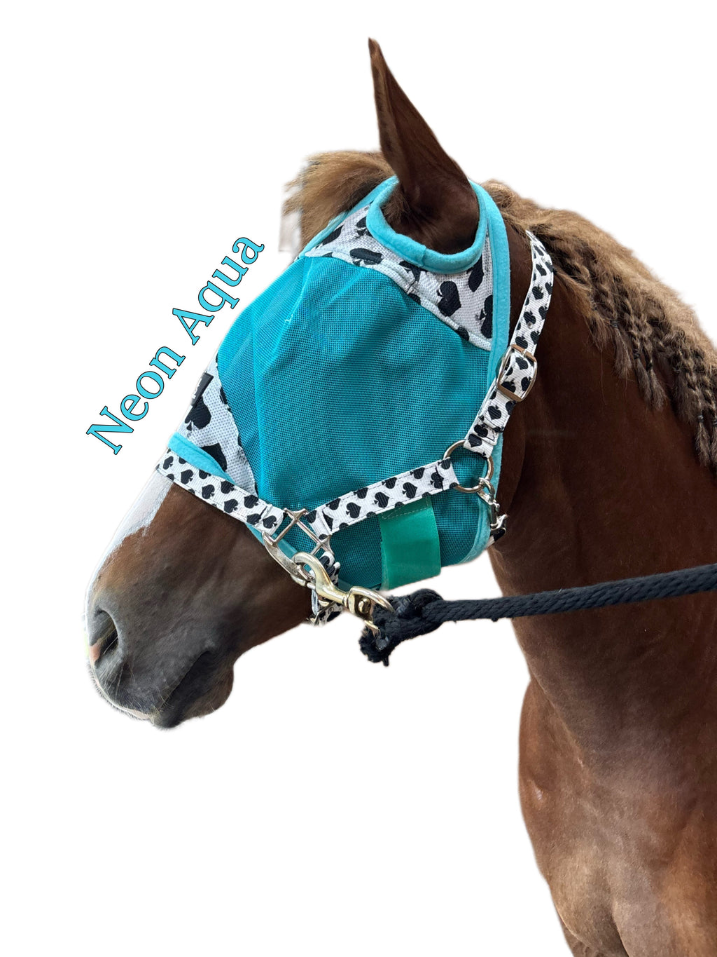 Smokin Spades Fly Mask - Neon Aqua Mesh