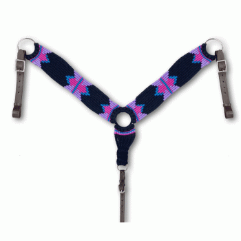 Wool Blend Multi Strand Southwest Design Breastcollar - black and purple