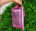 Pink Tooled Leather Toiletry Bag