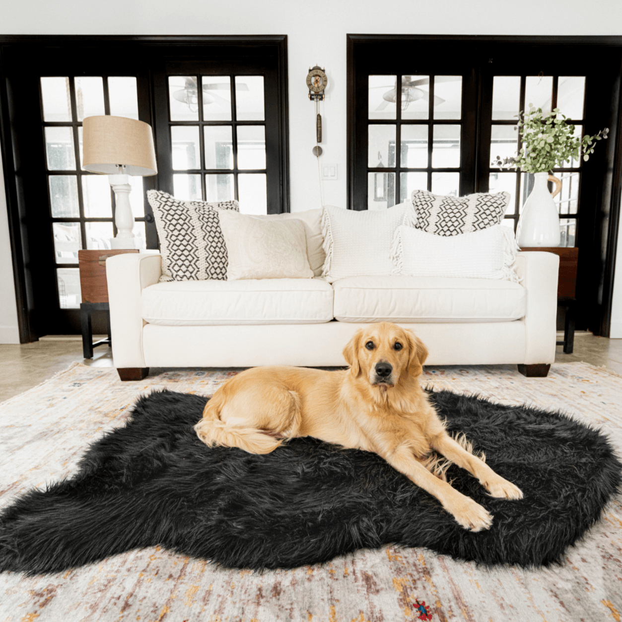 PupRug by Paw.com®  Faux Fur Orthopedic Dog Bed - Curve Midnight Black