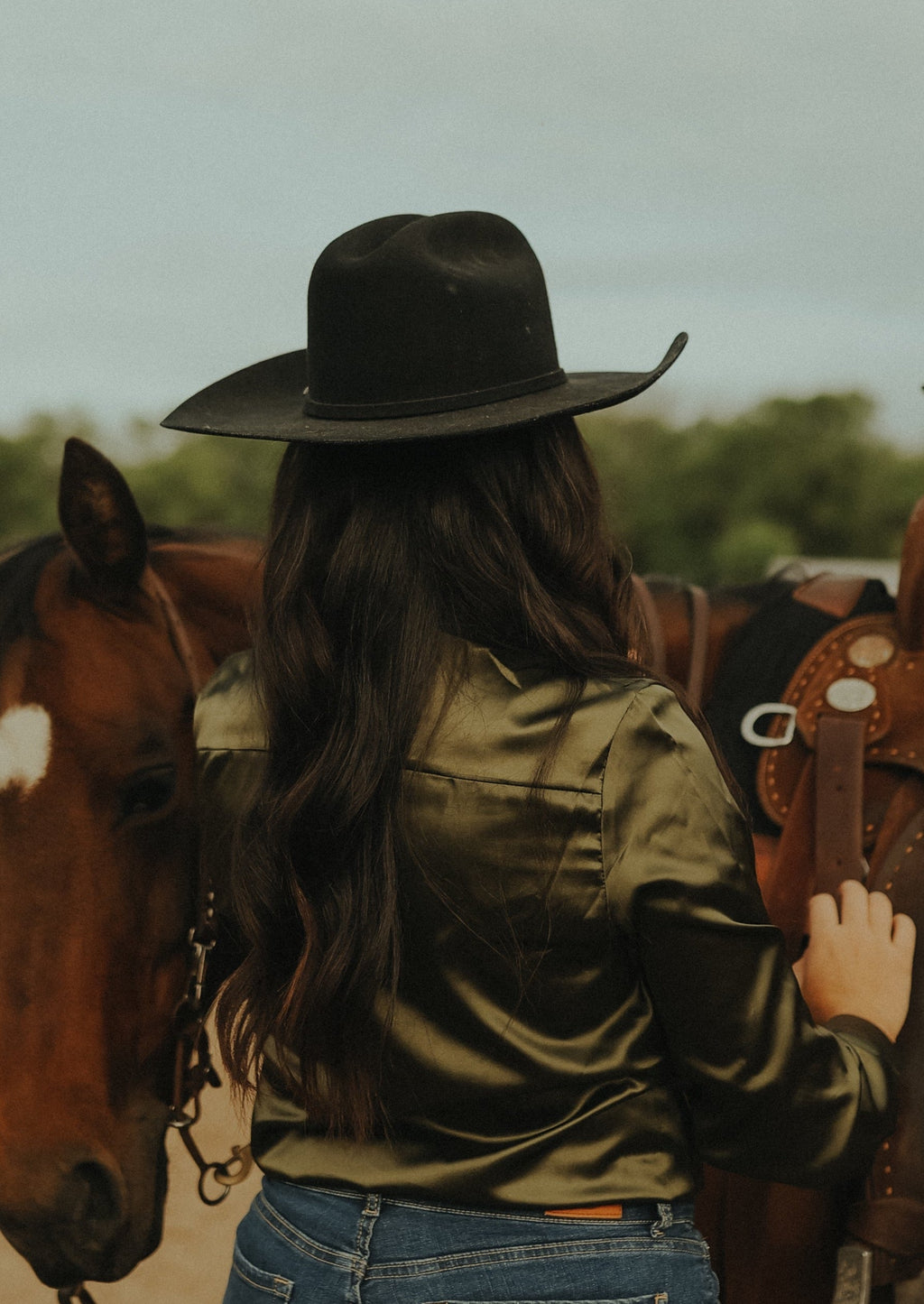 Olive Satin Rodeo Shirt