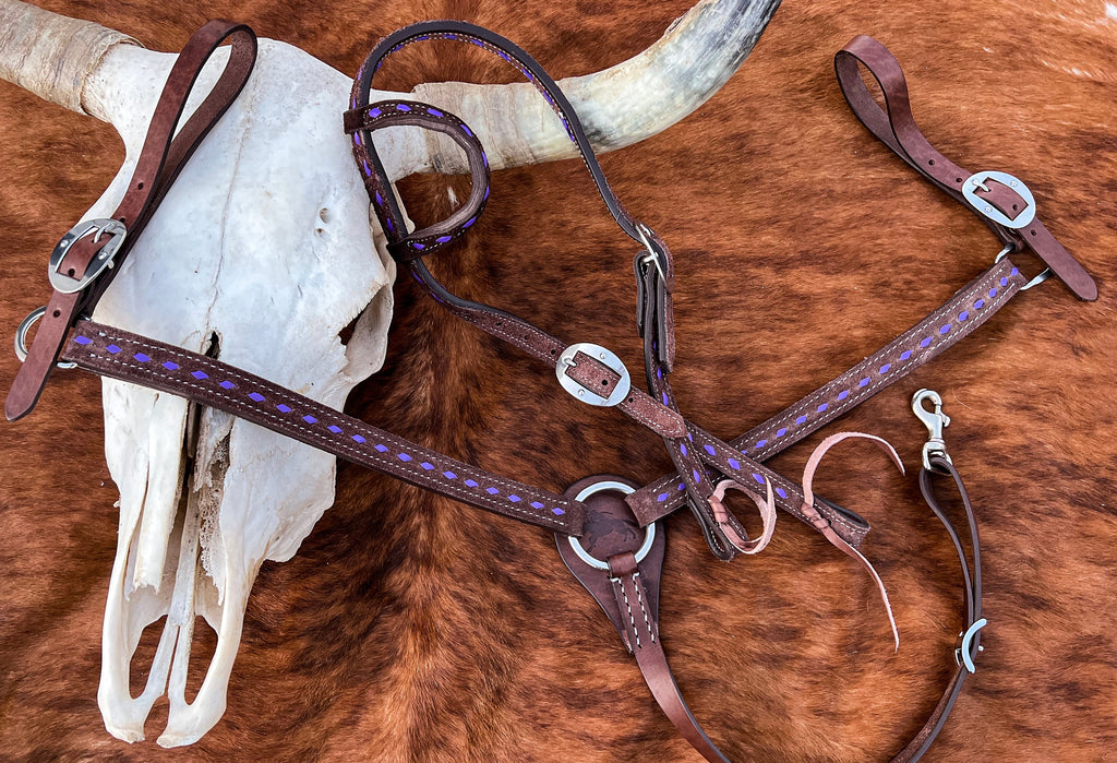 BuckStitch Betty Tack Set Purple/Chocolate