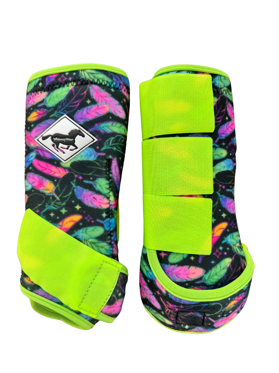 Neon Plumes - Lime Trim Protective Sport Boots