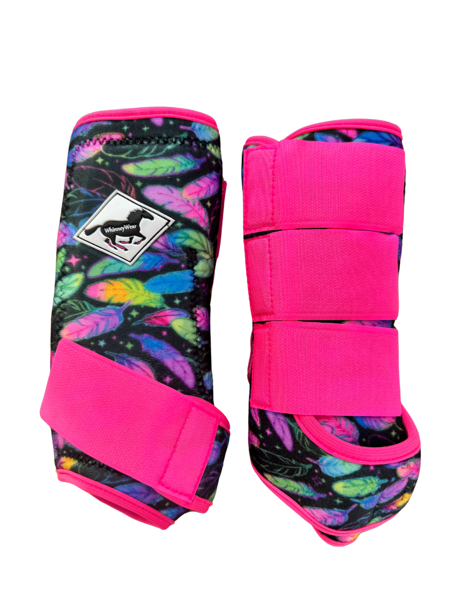 Large: Neon Plumes - Pink Trim Protective Sport Boots